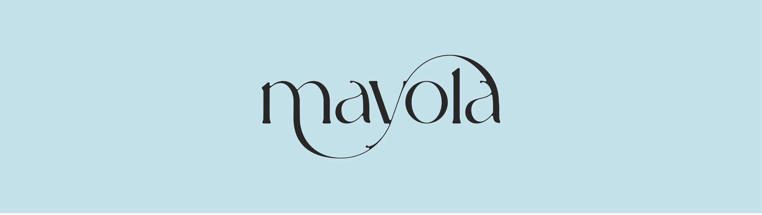 Mayola logotype banner on pale blue